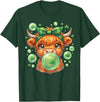 St. Patricks Day Highland Cow Blowing Bubblegum Celebrate St Patricks Day T-Shirt - Dark Green