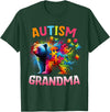 Colorful Rainbow Family Bear Autism Awareness Autism Grandma Colorful Rainbow Grandma Bear Autism T-Shirt - Dark Green