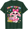 Happy Easter Coquette Easter Egg Rabbit Bunny Women Girl Kid T-Shirt in Dark Green