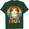 Gamer Guinea Pig Bruh Vintage Gaming For Boys Kids Gaming Guinea Pig Bruh Retro Guinea Pig Gamer Bruh Kids Boys T-Shirt - Dark Green