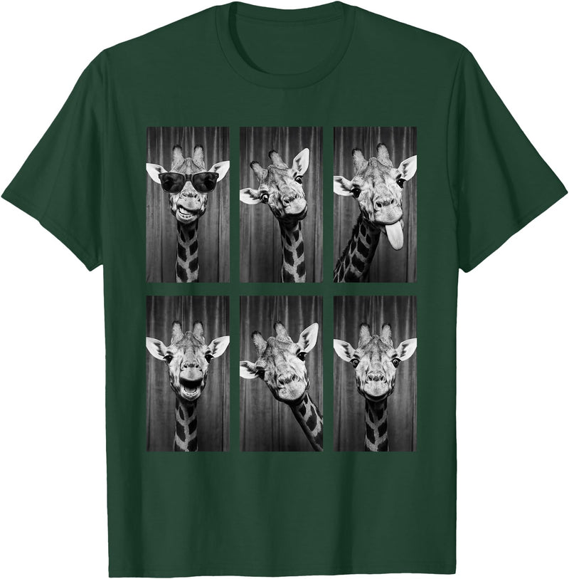 Funny Giraffe Animal Photobooth Giraffe Photobooth Funny Safari Animal Portrait T-Shirt - Dark Green
