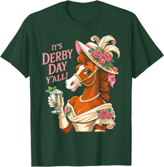 Funny Horse Talk Derby To Me Outfit Men Women Horse Racing It's Derby Day Yall KY Derby Horse 2026 T-Shirt - Dark Green