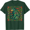 Nordic Scandinavian Folk Art Flower Designs Scandinavian Folk Art Bear Floral Pattern Nordic Animal T-Shirt - Dark Green