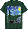 Funny Cow Van Gogh Famous Painting Cow Starry Night Van Gogh Funny Cow Farmer T-Shirt - Dark Green