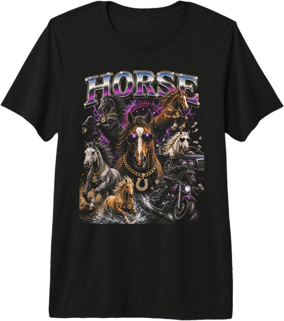 Horse Premium Tri-Blend T-Shirt - Black
