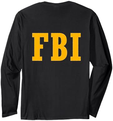 Fantabulous Acc FBI Costume Front/Back Print Long Sleeve T-Shirt - size chart