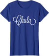 The Spanish Cow Women's Chula Spanish Cute Black X-Small Modern Letter Print T-Shirt - Royal Blue