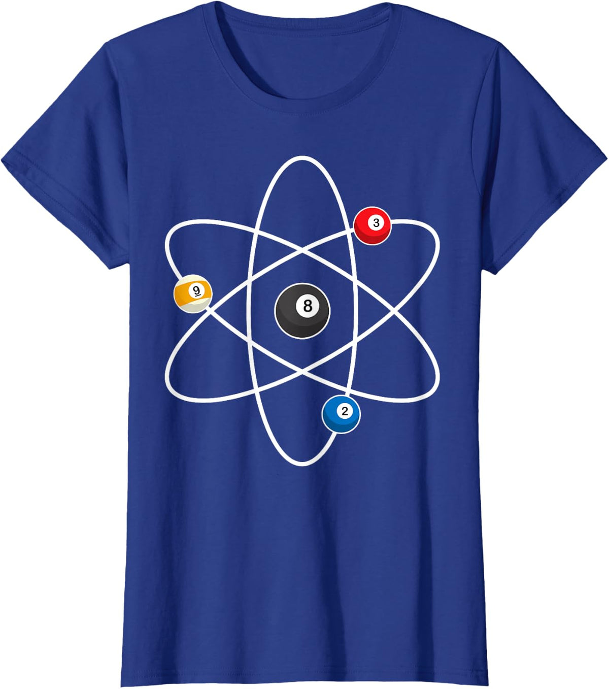 Cool Billiard Design For Men Women Atom Cue Ball Sport Game T-Shirt - Royal Blue
