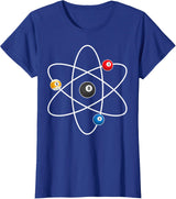 Cool Billiard Design For Men Women Atom Cue Ball Sport Game T-Shirt - Royal Blue