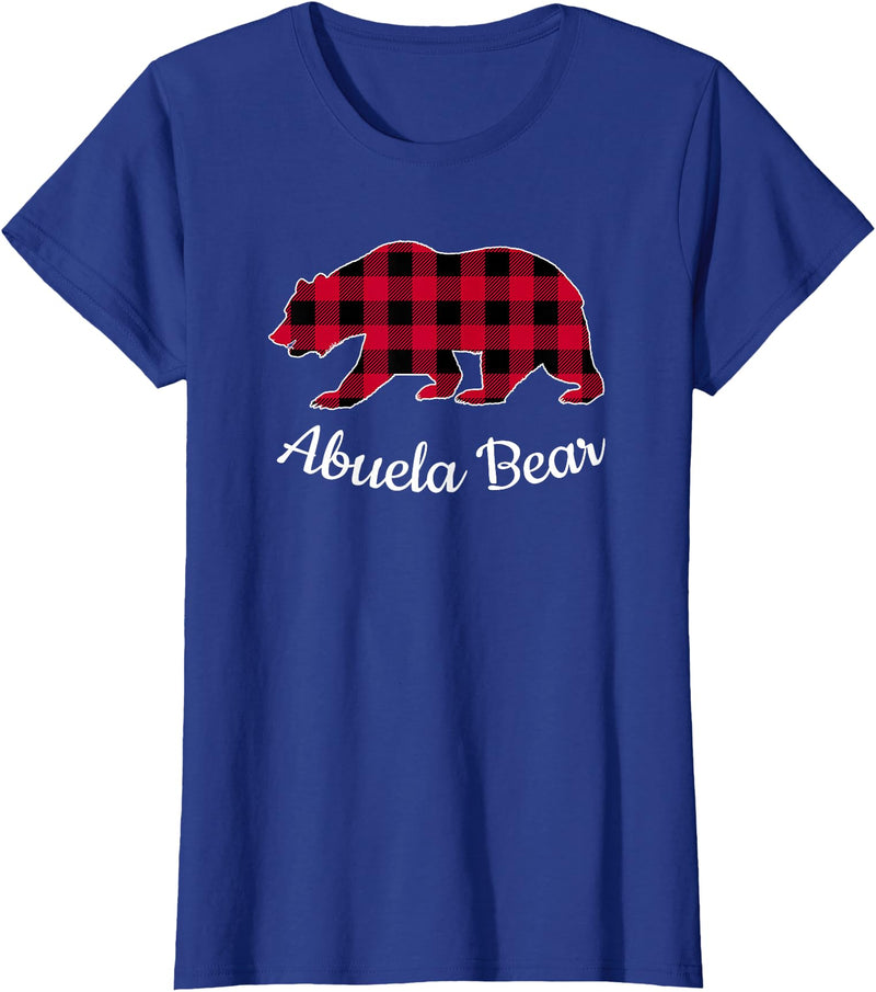 Papa & Mama Bear Outfit Abuela Bear Christmas Pajama Grandmother Red Buffalo Plaid T-Shirt - Royal Blue
