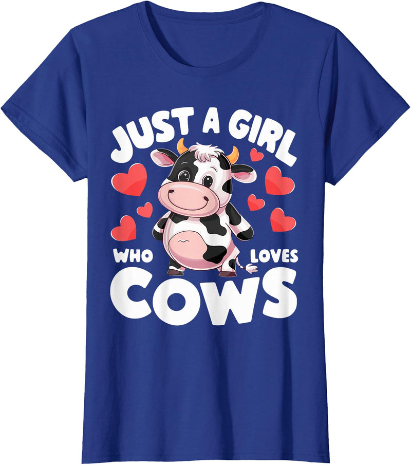 Cows for awesome Girls Farmer Cute Cow Just a Girl Who Loves Cows T-Shirt - Royal Blue