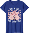 Pigs Lover for awesome Girls Just a Girl Who Loves Pigs Cute Pig T-Shirt - Royal Blue