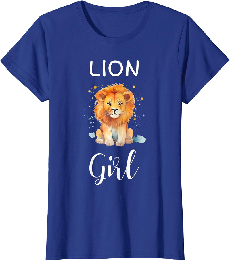 Lion Girl TShirtz & More Funny Lion Girl Shirt Artistic Cute Animal Lion Lover T-Shirt - Royal Blue