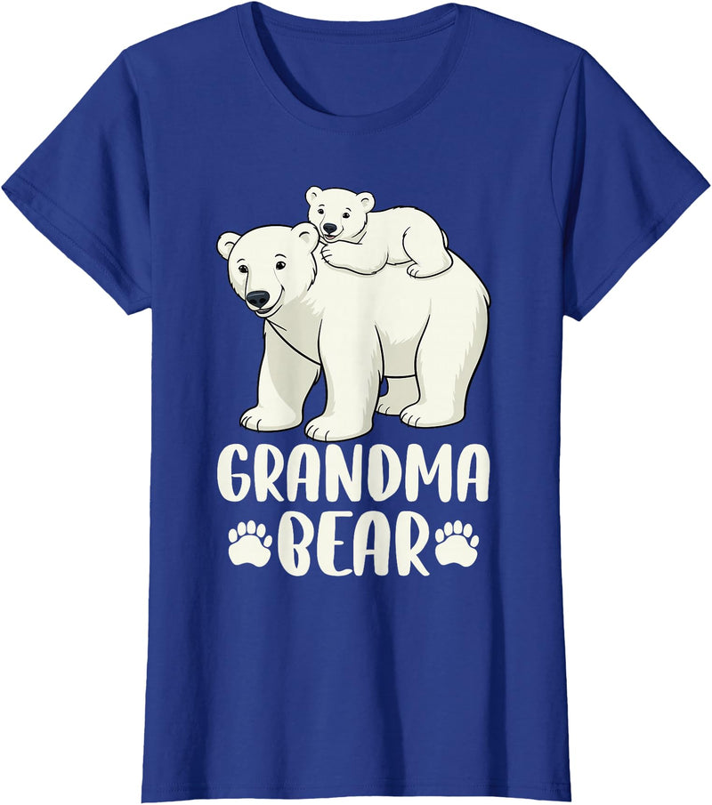 Polar Bear Family Art Creations Grandma Bear and Cub T-Shirt - Royal Blue