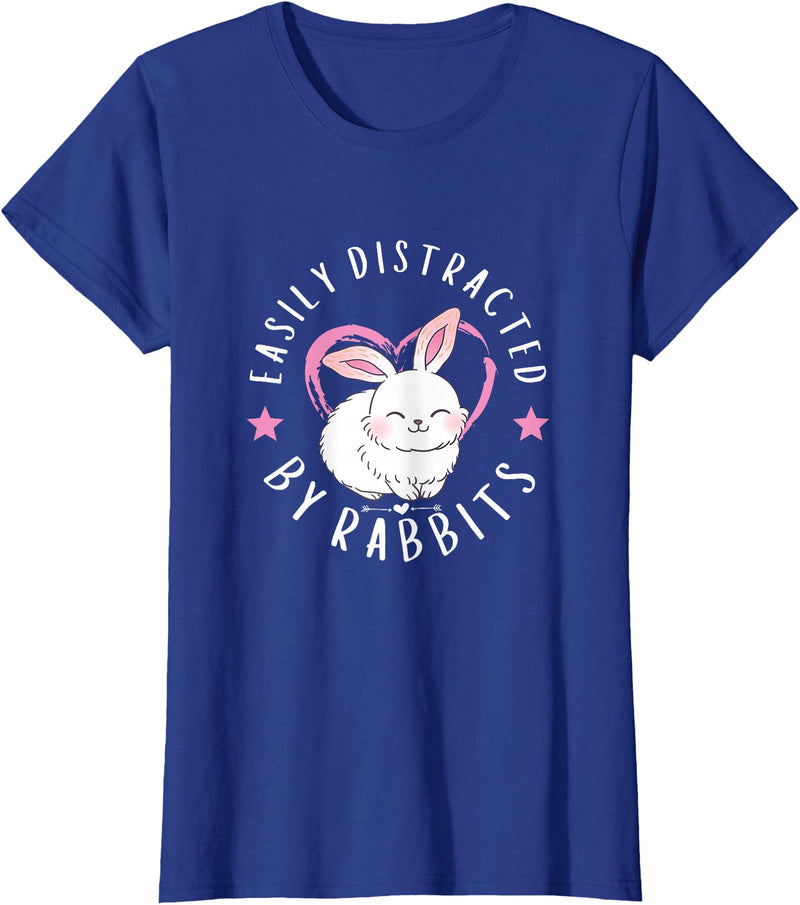 Easily Distracted by Rabbits Kids Bunny Rabbit Lovers T-Shirt in Royal Blue