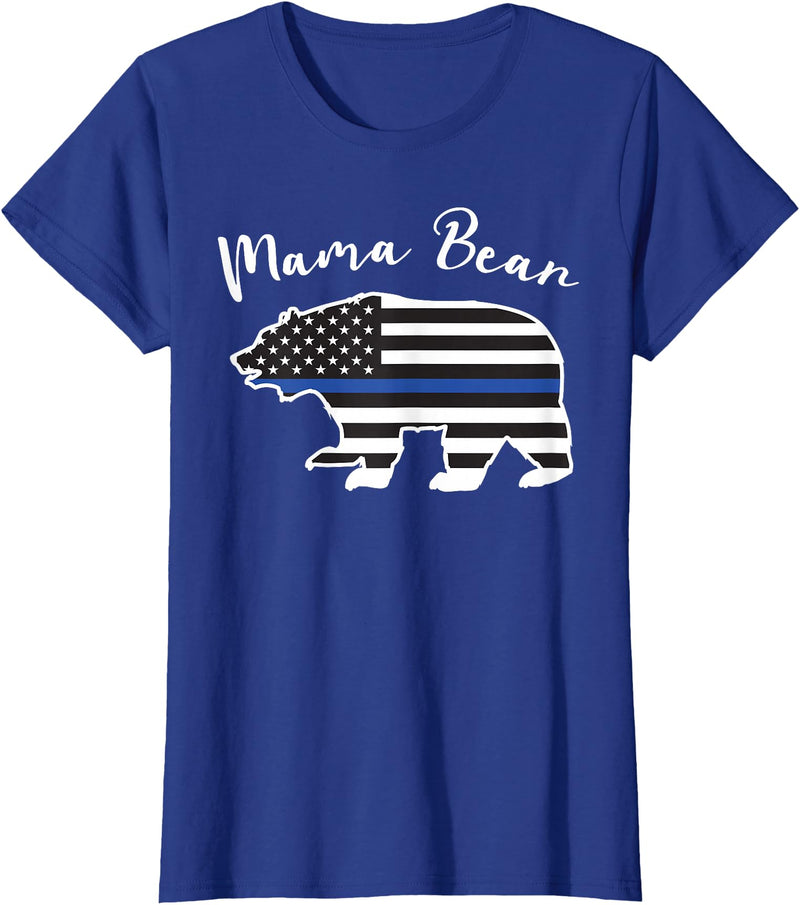 TourisTeez for Mama Bear Women Police Flag Womens MAMA BEAR | Police Flag Womens Police Mom Gift T-Shirt - Royal Blue
