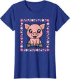 EDILILU Cute Pig Kawaii Pig Lover Piglet Women Girls T-Shirt - Royal Blue