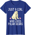 Polar Bear Lover Tees Just A Girl Who Loves Polar Bears T-Shirt Polar Bear Gift T-Shirt - Royal Blue