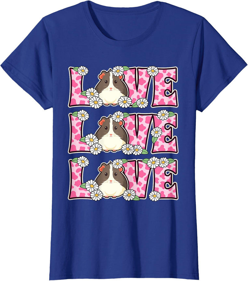 Cute Cow Print Love Clothes For Women & Teen Girls Love Guinea Pig Lover Outfit Women Girl Kids Cute Guinea Pig T-Shirt - Royal Blue