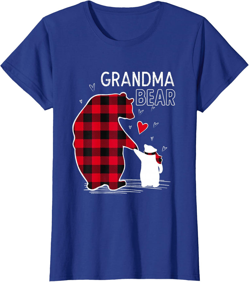 Papa & Mama Bear Outfit Grandma Bear Christmas Pajama Red Buffalo Plaid T-Shirt - Royal Blue