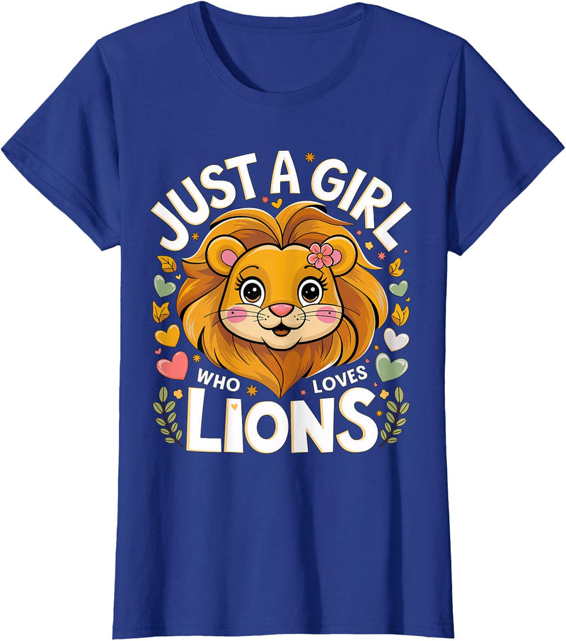 Magical and Funny Lion lover Gifts Just a Girl who loves Lions T-Shirt - Royal Blue