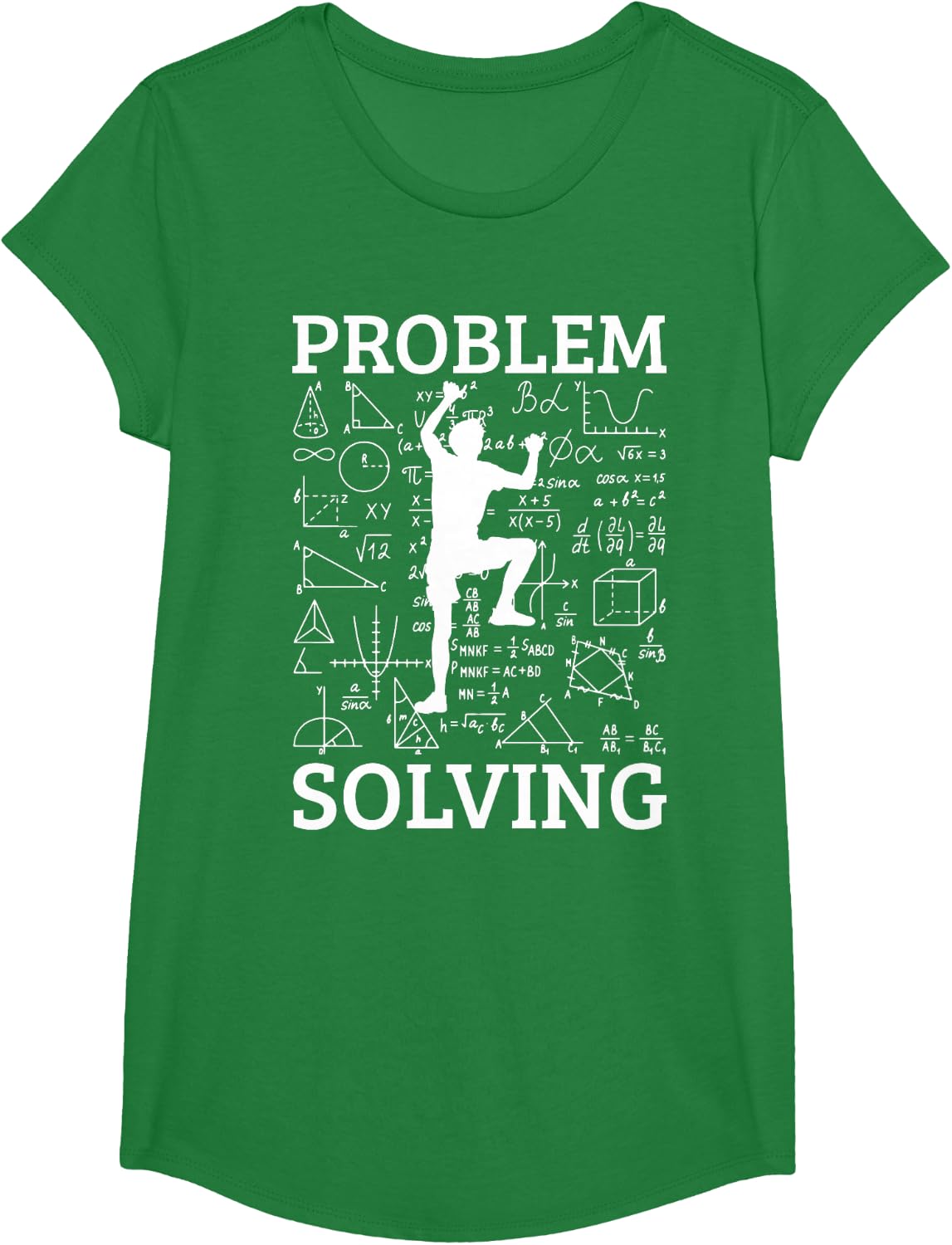 Climbing Problem Solving Rock Climber Bouldering Climb Wall T-Shirt - Girls Kelly Green
