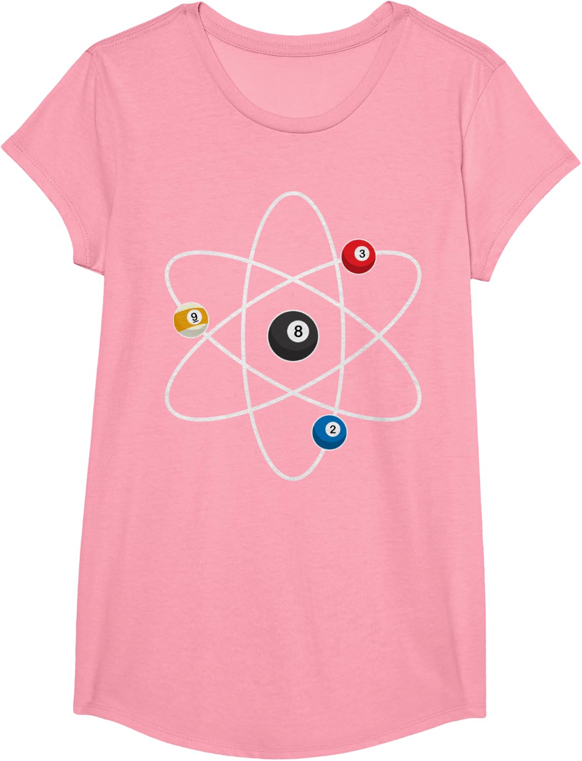 Cool Billiard Design For Men Women Atom Cue Ball Sport Game T-Shirt - Girls Pink