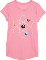 Cool Billiard Design For Men Women Atom Cue Ball Sport Game T-Shirt - Girls Pink