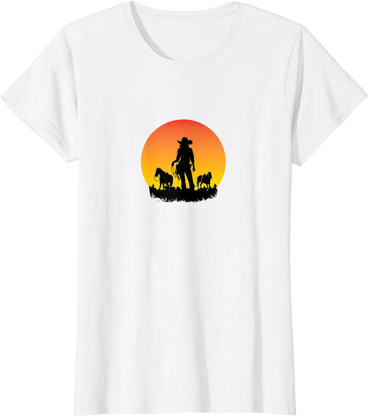 Horses Cowgirl T-Shirt - White