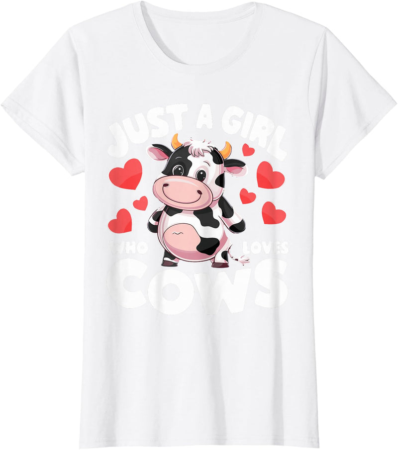 Cows for awesome Girls Farmer Cute Cow Just a Girl Who Loves Cows T-Shirt - White