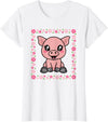 EDILILU Cute Pig Kawaii Pig Lover Piglet Women Girls T-Shirt - White