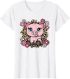 KATYLIN Cute Pig Flowers Pig Lover Women Girls Kids T-Shirt - White