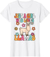 BALARI Just A Girl Who Loves Llamas Cute Groovy Alpaca Llama Kids T-Shirt - White