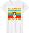 Best Bunny Mom Ever Leopard Print Rabbit Bandana T-Shirt in White