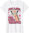 Funny Giraffes lover Just A Girl Who Loves Giraffes T-Shirt - White