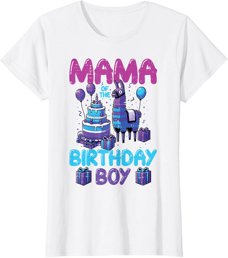 Birthday Party Shirts For Men Women Kids Mama of Birthday Boy Llama Pinata Party Family Match Women T-Shirt - White