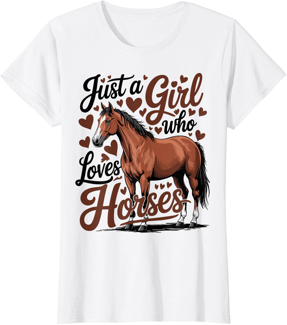 Funny Horse lover Horse Riding Just a Girl Who Loves Horses T-Shirt - White