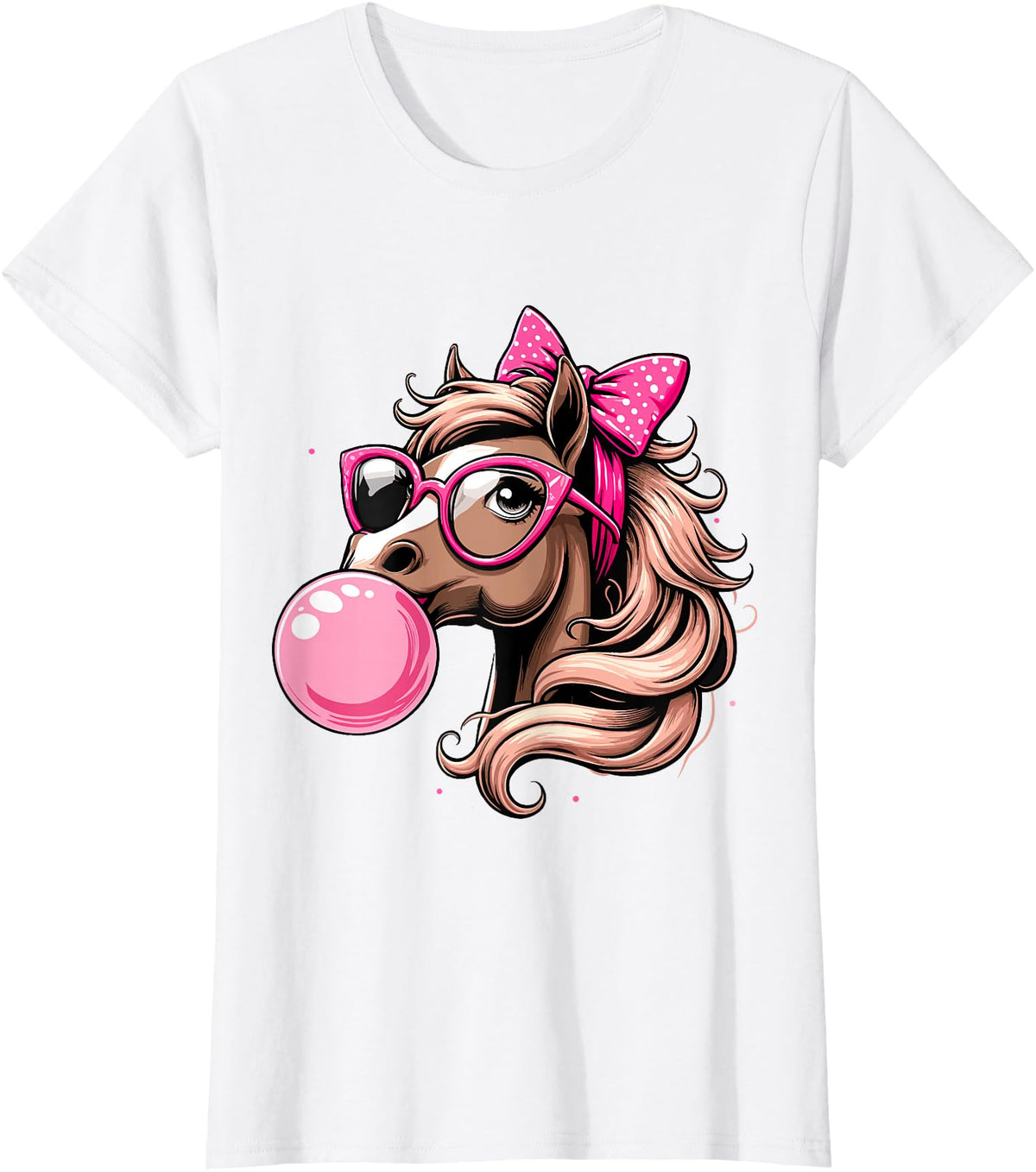 Humorous Horse Girl Gifts Horse Bubblegum Horse Girl Horseback T-Shirt - White