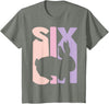 6th Birthday Gift Bunny Rabbit Fan 6 Years Old Girl T-Shirt in Olive Heather