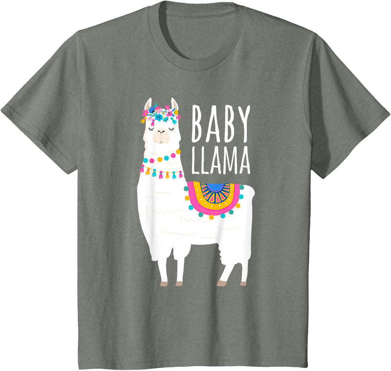 Mama Llama Lover Gifts by Memme Baby Llama Shirt for Girls, Daughter T-Shirt - Olive Heather