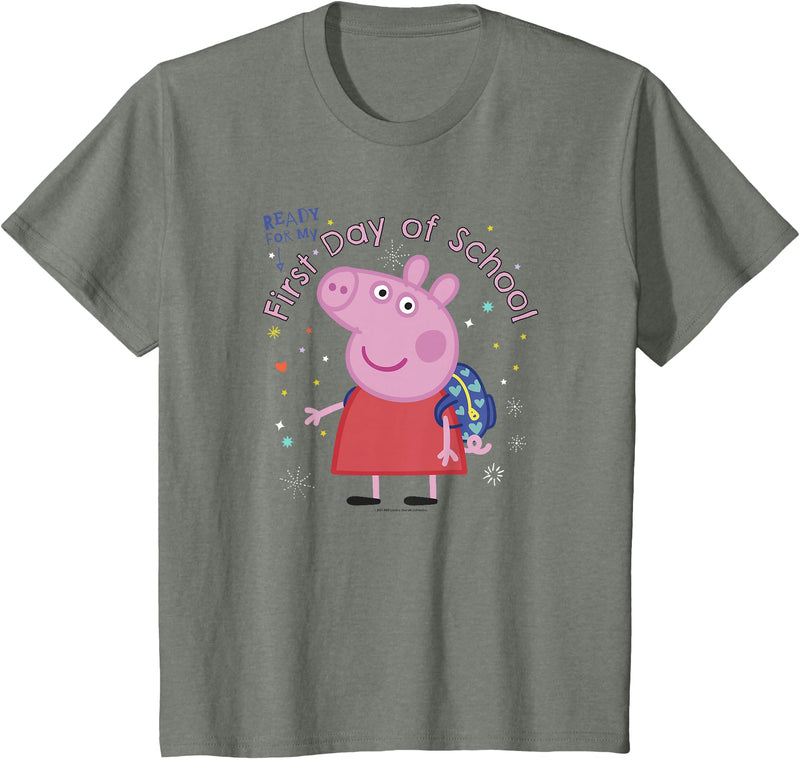 Peppa Pig First Day of School T-Shirt - Olive Heather