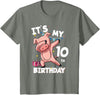 Pig Birthday Outfit for Boys Girls Party Supplies Its My 10th Birthday 10 Year Old Pig Birthday T-Shirt - Olive Heather