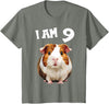 9 years old 9th birthday Guinea Pig 9 Years old 9 birthday Guinea Pigs Boy Girl Guinea Pig T-Shirt - Olive Heather