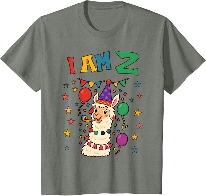 2 years old 2th birthday Llamas Llama Alpaca Shop 2 Years Old 2 Birthday Llamas Alpaca Boy Girl Llama T-Shirt - Olive Heather