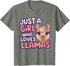 Kids Llama Shirts Girl Llama Kids T-Shirt - Olive Heather