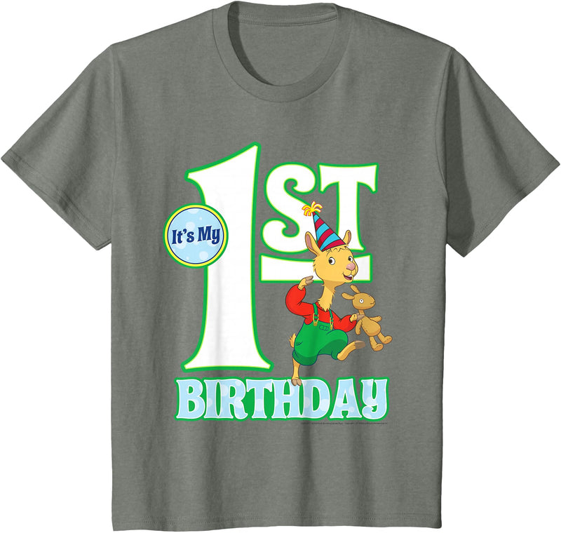 Children's My First Birthday Official Llama Llama Tee Shirt T-Shirt - Olive Heather