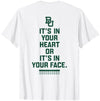 Elite Authentics Baylor Bears Volleyball Front/Back Heart White T-Shirt - size chart