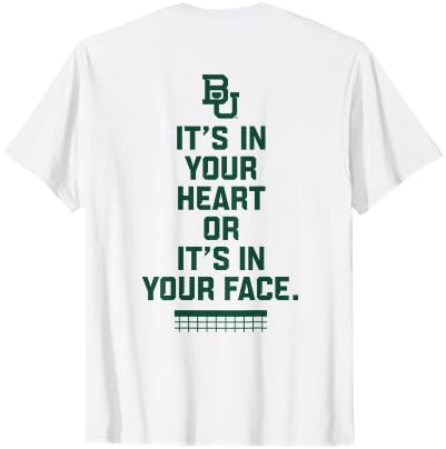 Elite Authentics Baylor Bears Volleyball Front/Back Heart White T-Shirt - size chart