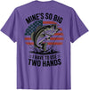 Mines So Big I Have To Use Two Hands Fishing Dad Men's Fishing Graphic On-Back Mines Big Use Two Hands Funny T-Shirt - Purple Heather