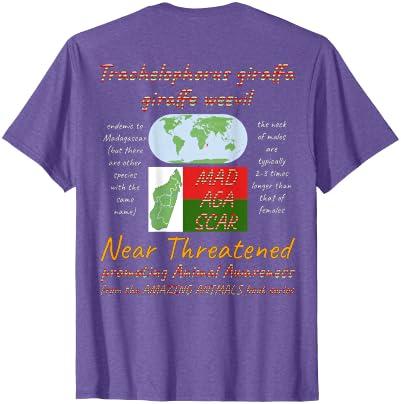 ETCreations Giraffe Weevil T-Shirt - size chart
